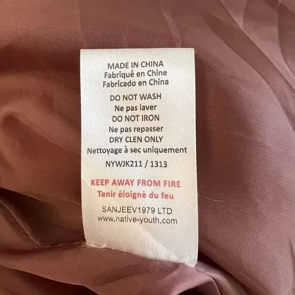 Native Youth Avery Puffer Jacket Coat Mauve Dusty Rose Women’s M - Picture 10 of 12